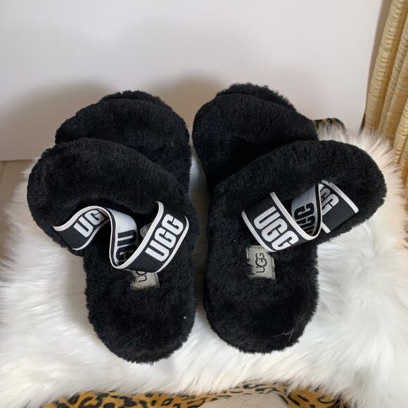 UGG Oh Yeah double strap flat sandals in black Size 9 - Picture 6 of 14